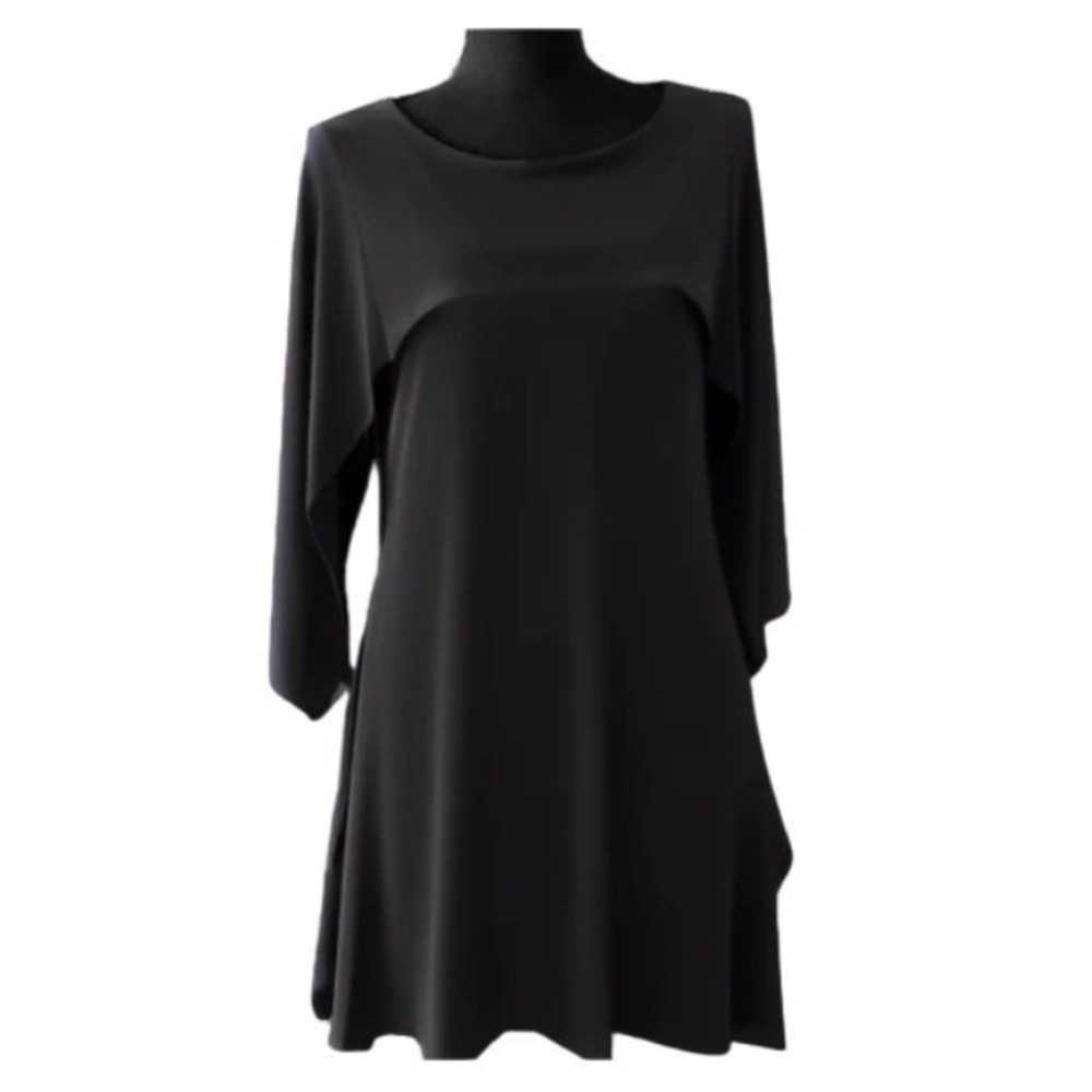 NWT By JJ Women's Layered Wrinkle Free Black 3/4 Sleeve Tunic Blouse‎ MD